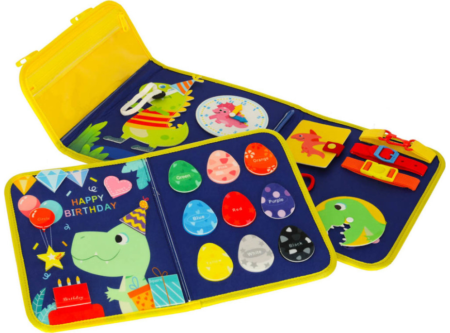 Zmyslová manipulačná Montessori quiet book - Modrá aktovka