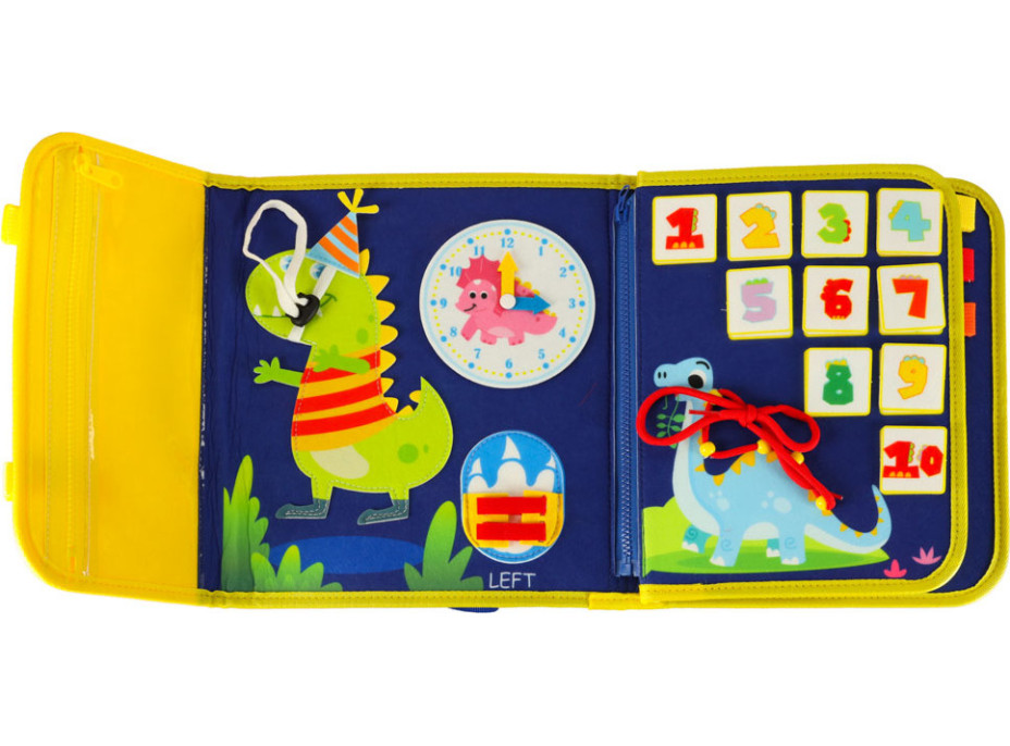 Zmyslová manipulačná Montessori quiet book - Modrá aktovka