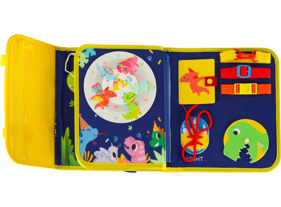 Zmyslová manipulačná Montessori quiet book - Modrá aktovka