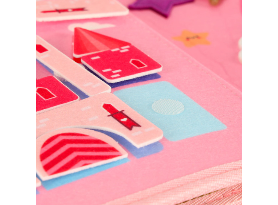 Zmyslová manipulačná Montessori quiet book - Ružová aktovka