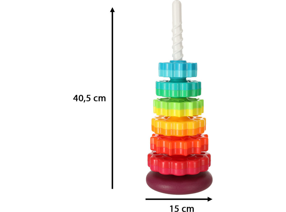Dúhová veža s pyramídou a špirálou na stohovanie