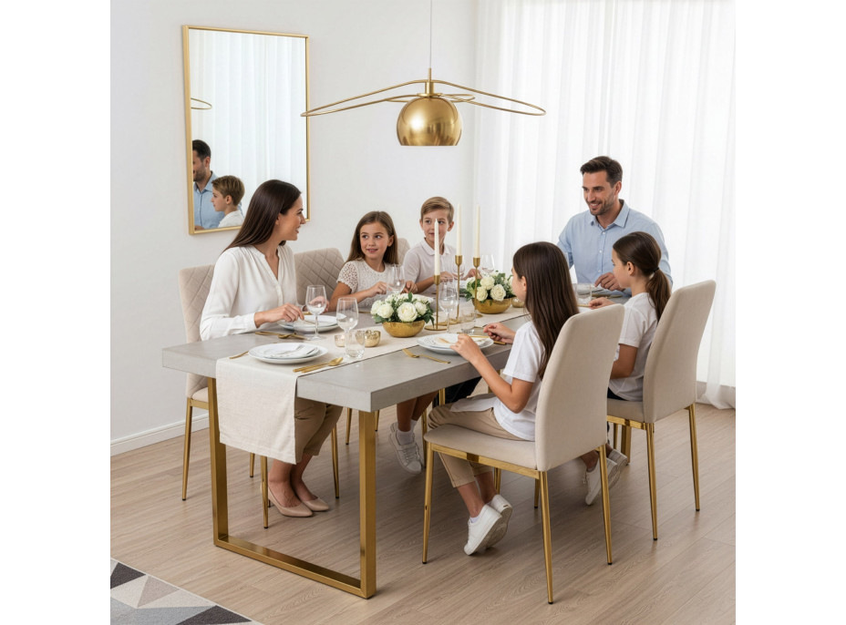 Jedálenská stolička MAVERIK Velvet - béžová/zlatá