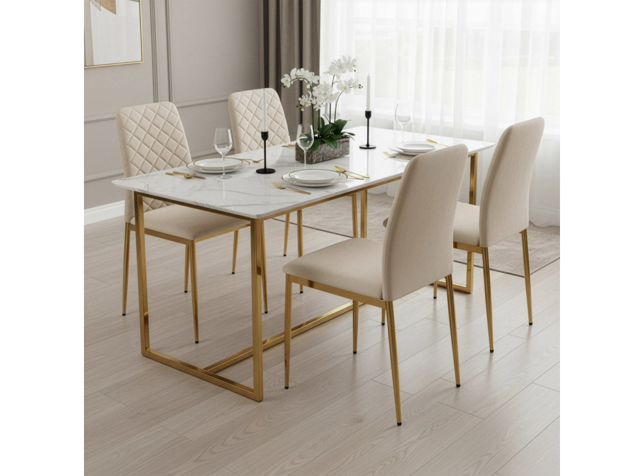 Jedálenská stolička MAVERIK Velvet - béžová/zlatá