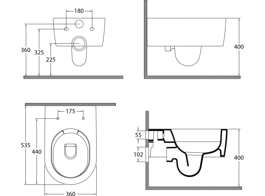 Isvea SISTEMA A závesná WC misa, Rimless, 36x53, 5cm, biela 10SL02001