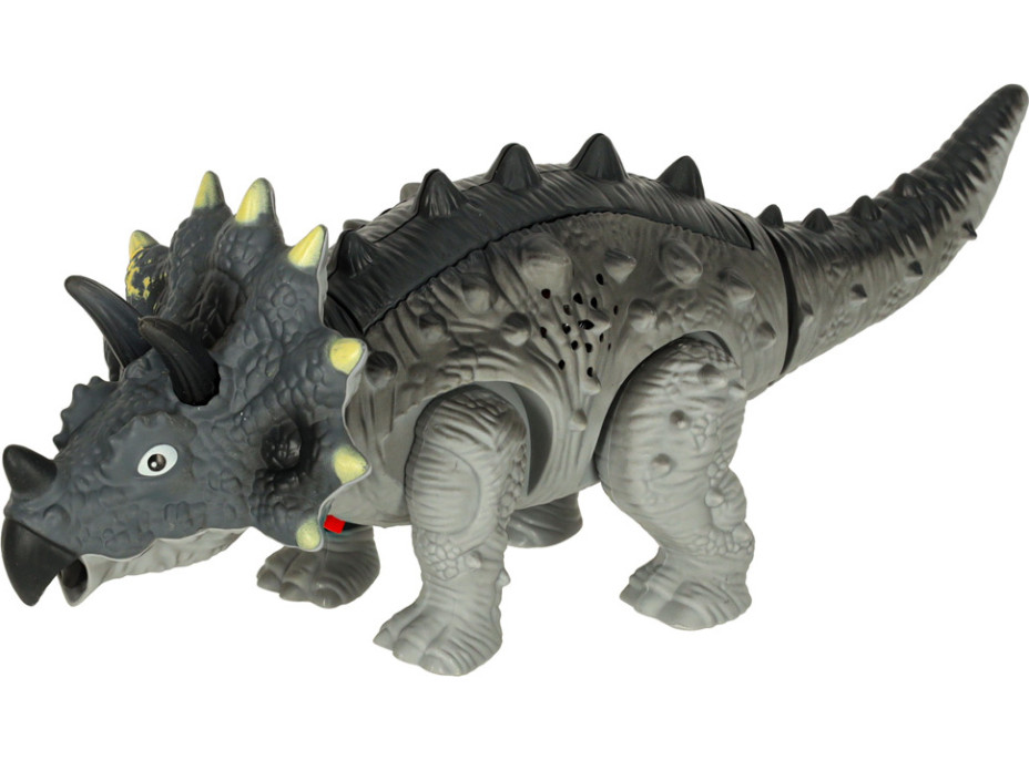 Diaľkovo ovládaný chodiaci dinosaurus RC Triceratops so zvukmi a svetlom
