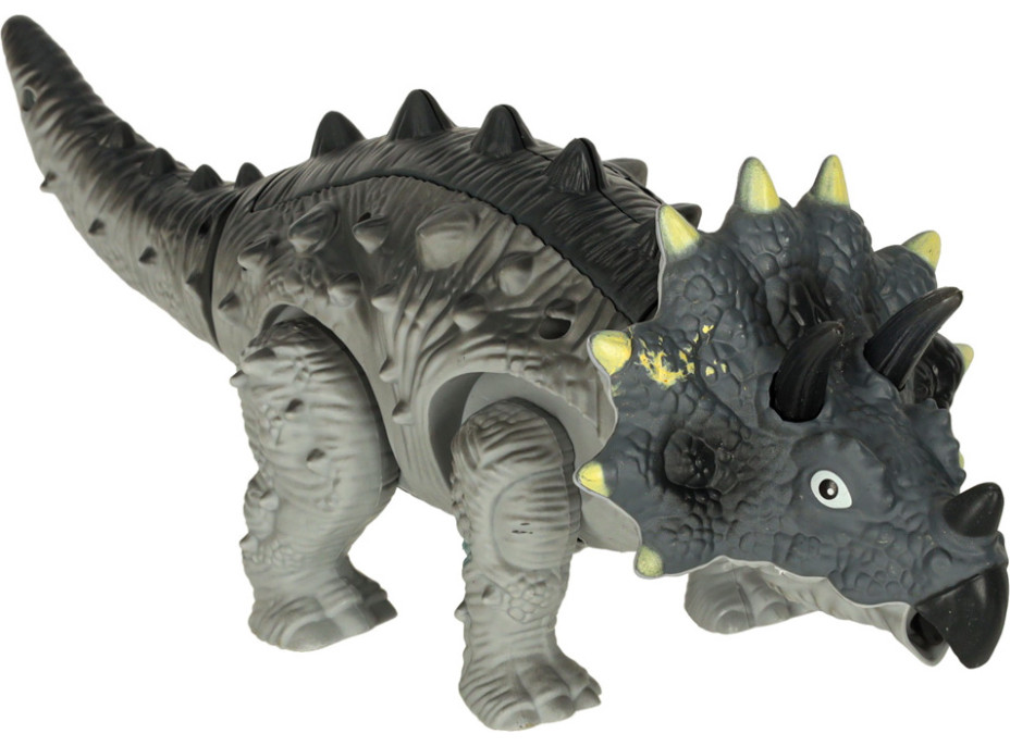 Diaľkovo ovládaný chodiaci dinosaurus RC Triceratops so zvukmi a svetlom