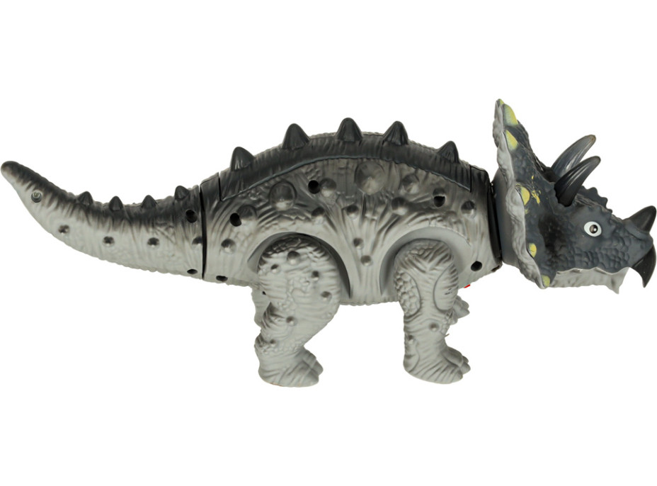 Diaľkovo ovládaný chodiaci dinosaurus RC Triceratops so zvukmi a svetlom