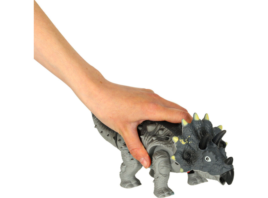 Diaľkovo ovládaný chodiaci dinosaurus RC Triceratops so zvukmi a svetlom