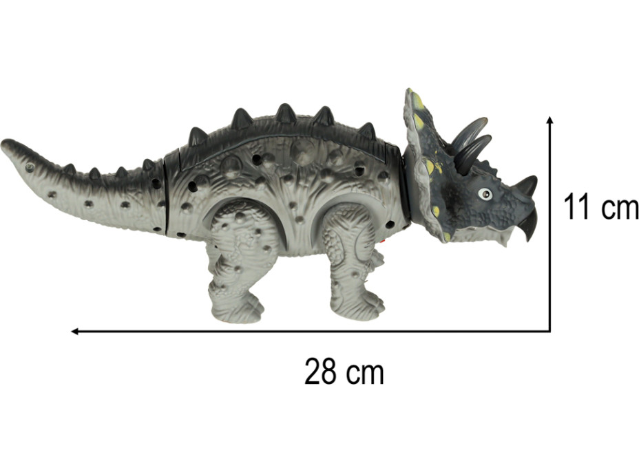 Diaľkovo ovládaný chodiaci dinosaurus RC Triceratops so zvukmi a svetlom