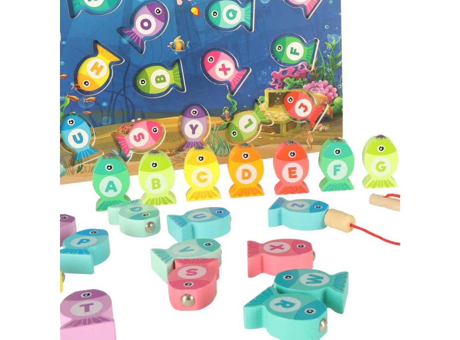 Montessori drevená rybárska hra s magnetmi