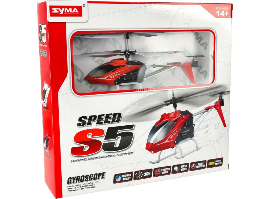 SYMA S5 RC vrtuľník 3CH červený