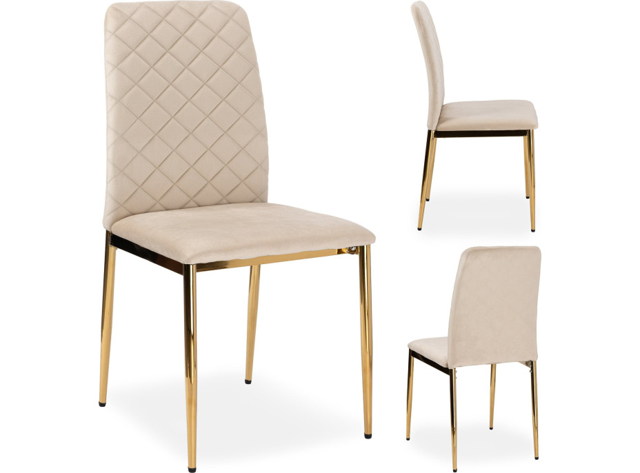 Jedálenská stolička MAVERIK Velvet - béžová/zlatá