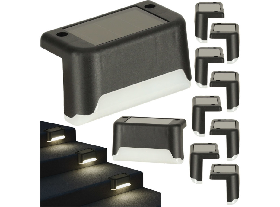 Solárne záhradné vonkajšie LED schodiskové svietidlo - 8 kusov