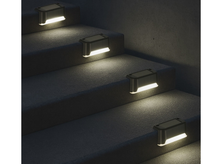 Solárne záhradné vonkajšie LED schodiskové svietidlo - 8 kusov