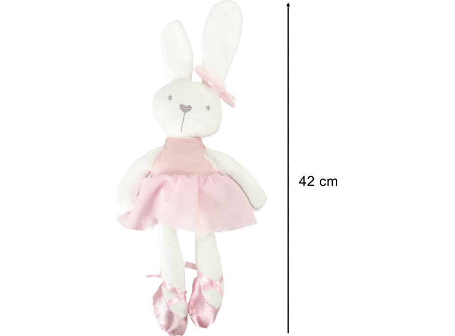 Plyšový králik v ružových šatách 42 cm