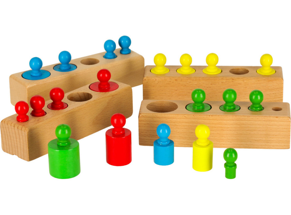 Montessori drevené valcové závažie farebné