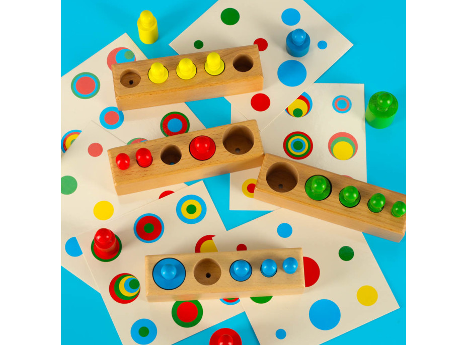 Montessori drevené valcové závažie farebné