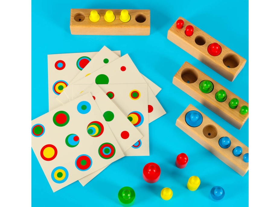Montessori drevené valcové závažie farebné