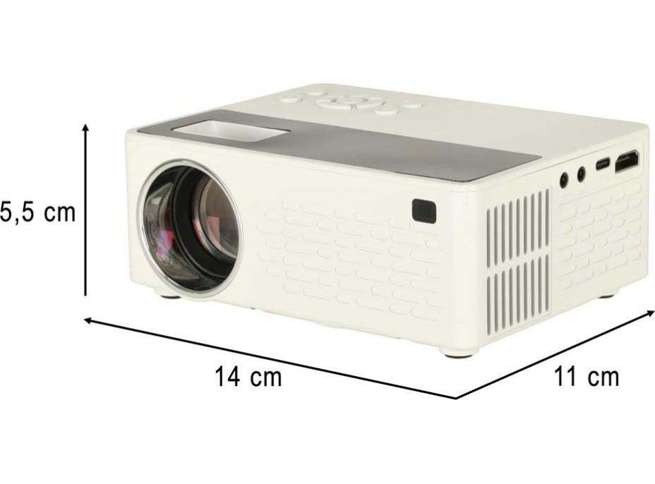 Detský prenosný projektor LED TFT LCD 16:9 1920x1080 USB 20W - biely