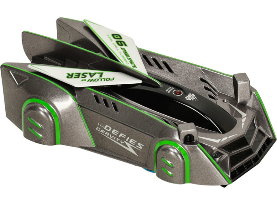 RC laserom riadené auto jazdiace po stene - šedé