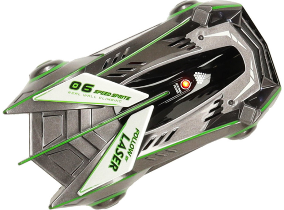 RC laserom riadené auto jazdiace po stene - šedé
