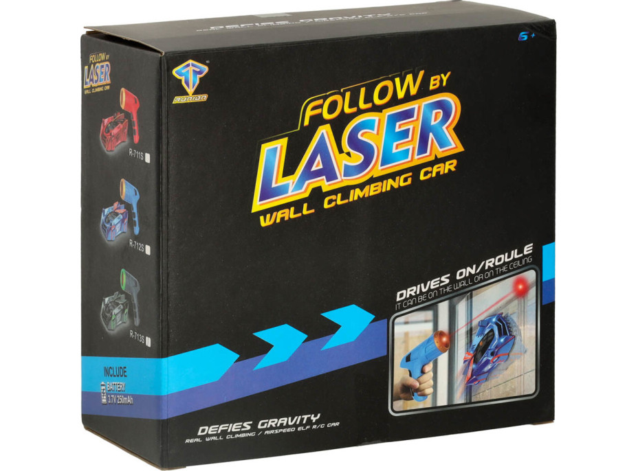 RC laserom riadené auto jazdiace po stene - šedé