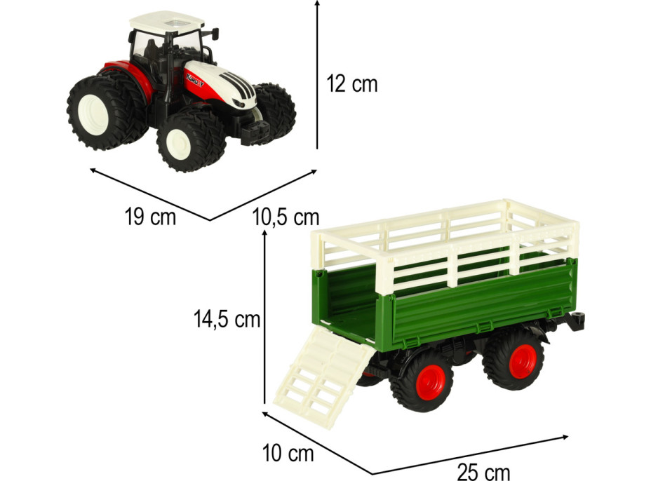 RC diaľkovo ovládaný poľnohospodársky traktor s prívesom 2.4G 3.7V 500mAh