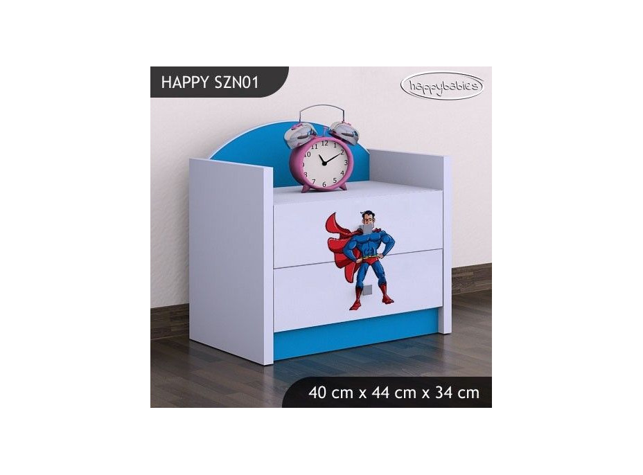 Detský nočný stolík SUPERMAN - TYP 1, modrý