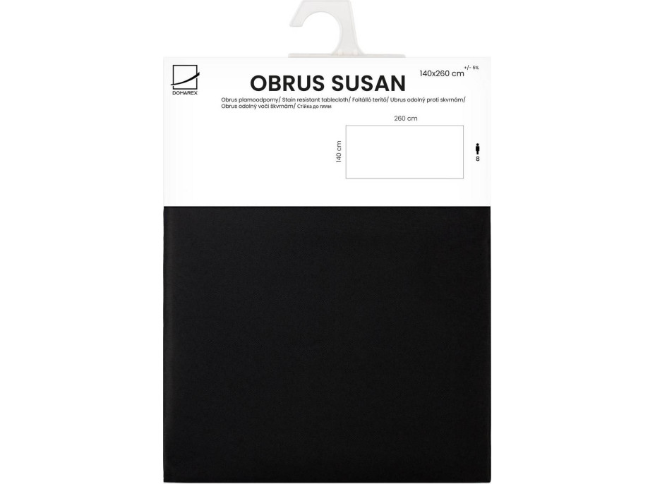 Vodeodolný obrus SUSAN - 140x260 cm - čierny
