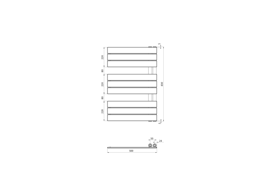 Aqualine MYTHOS vykurovacie teleso 500x830mm, biela LLM508W