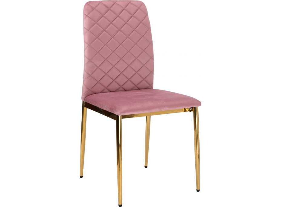 Jedálenská stolička MAVERIK Velvet - ružová/zlatá