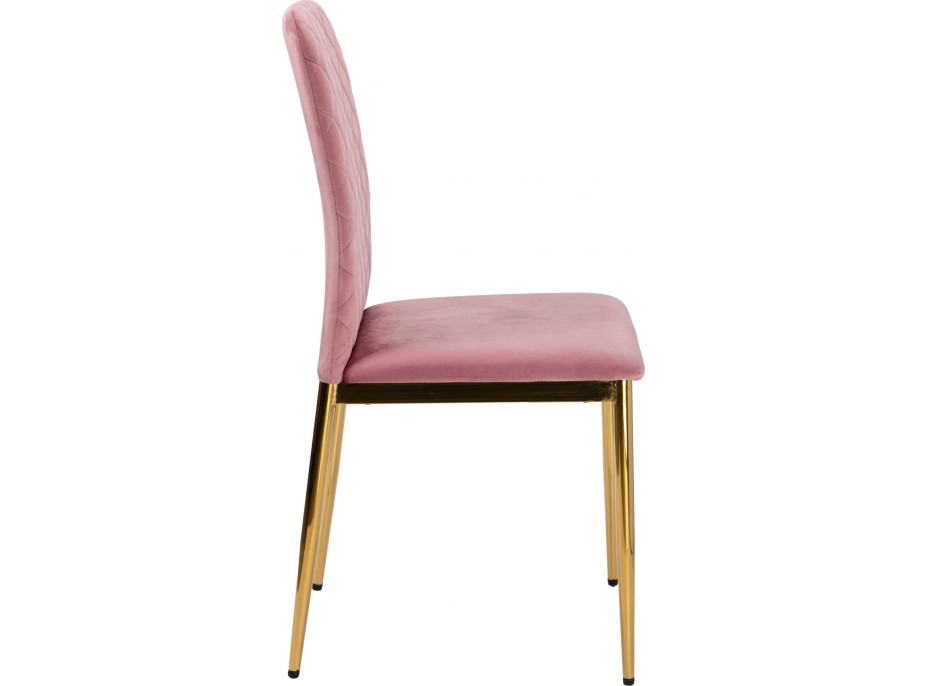 Jedálenská stolička MAVERIK Velvet - ružová/zlatá