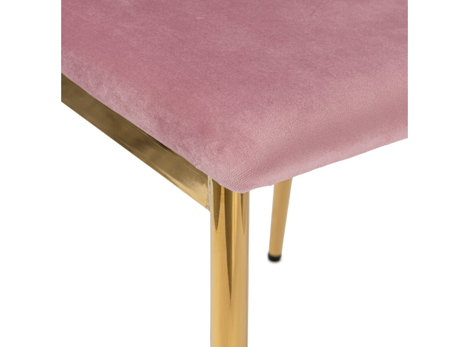 Jedálenská stolička MAVERIK Velvet - ružová/zlatá