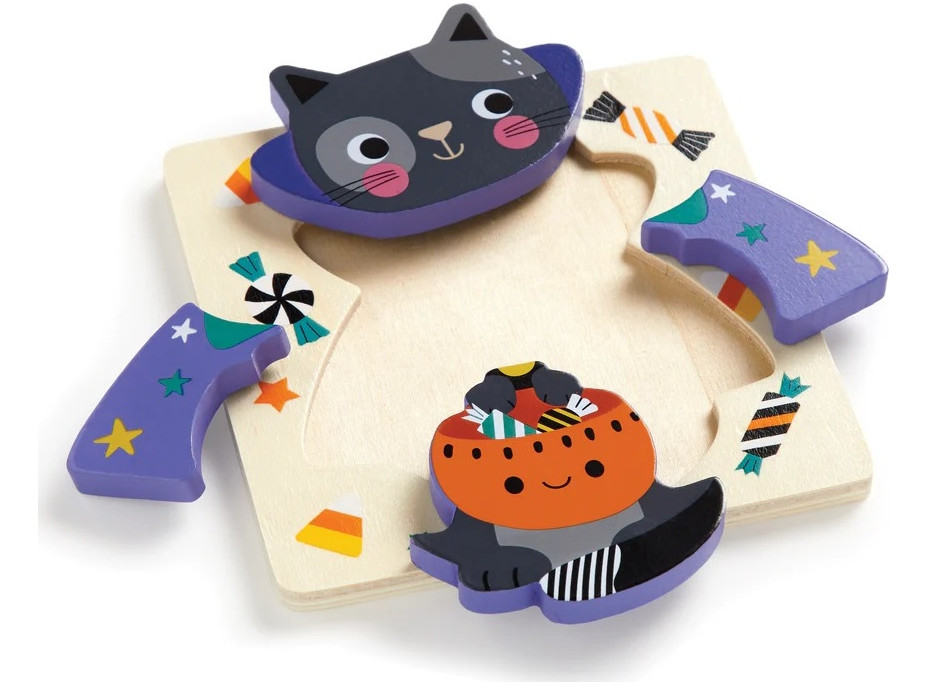 Mudpuppy Drevené halloweenskej puzzle sada 4 puzzle