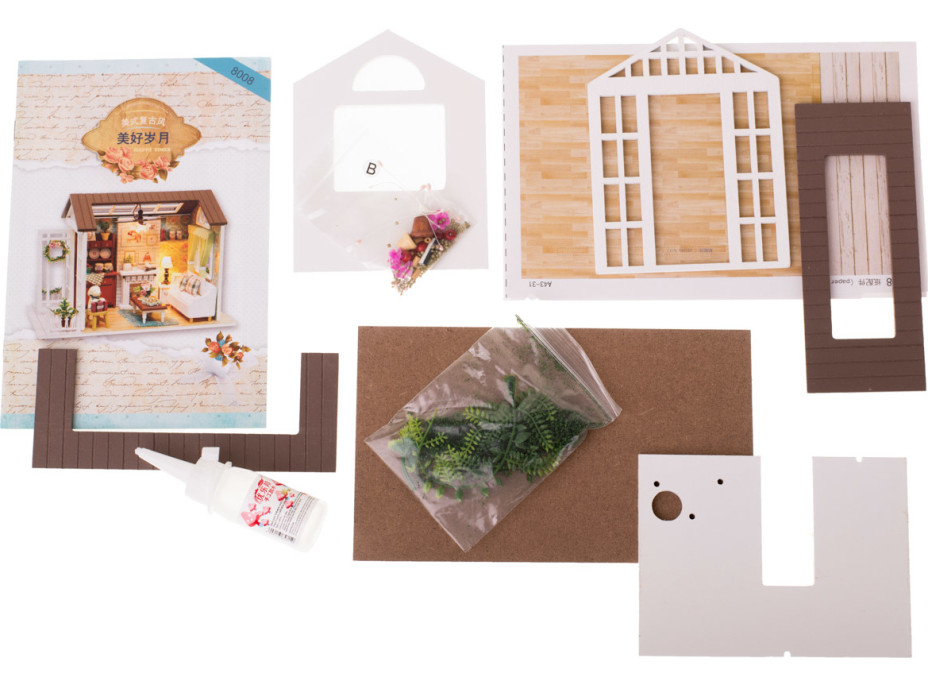 Miniatúra domčeka DIY Obývacia izba pre bábiky s LED osvetlenie
