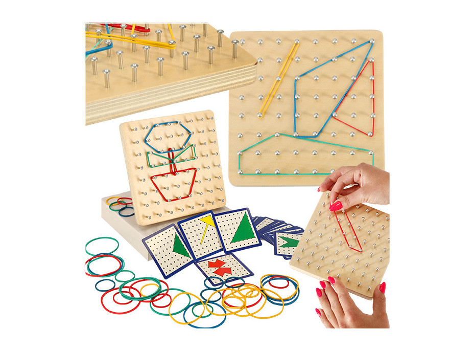 Geoboard - drevená motorická hra s gumičkami