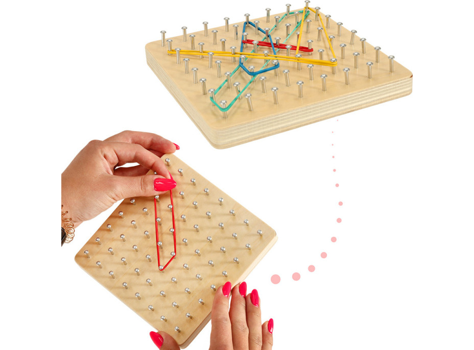 Geoboard - drevená motorická hra s gumičkami