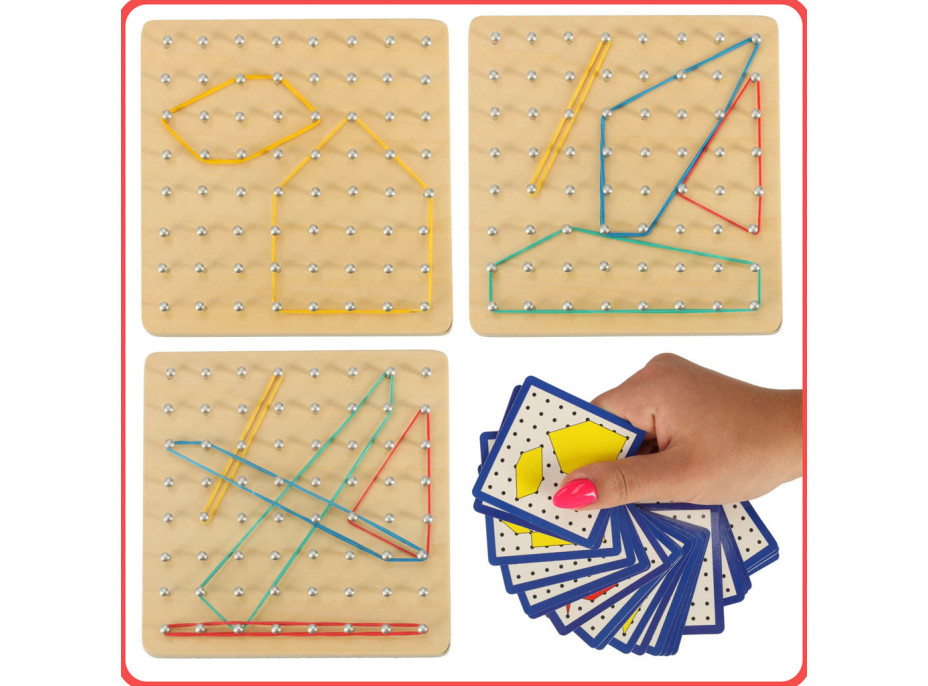 Geoboard - drevená motorická hra s gumičkami