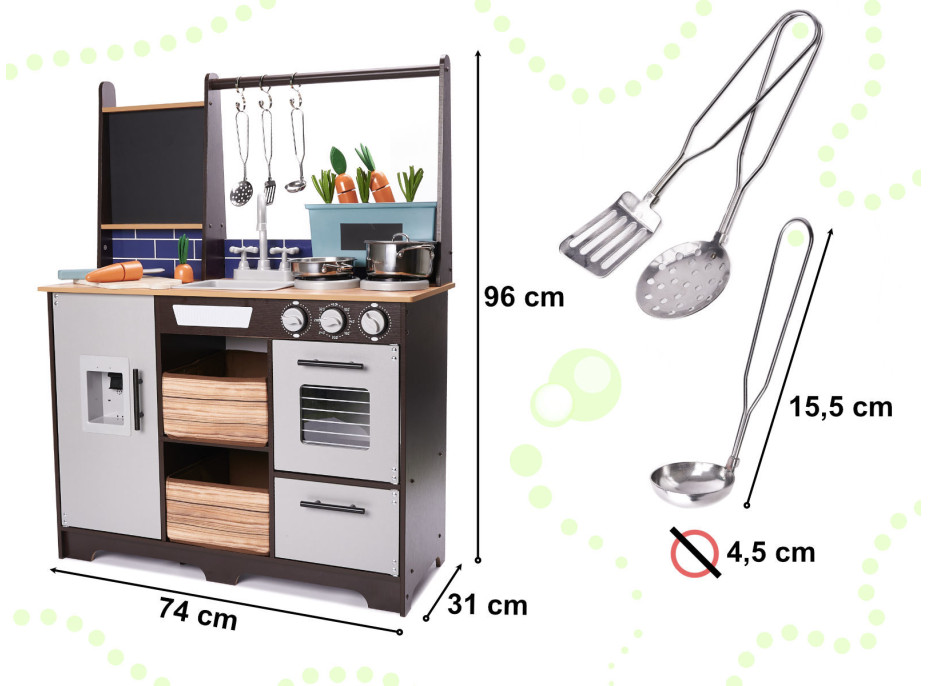 Detská drevená kuchynka LOFT XXL s príslušenstvom 96 cm