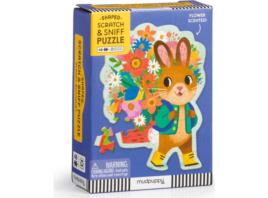 Mudpuppy Puzzle s blahoželaním Zajačik s kyticou