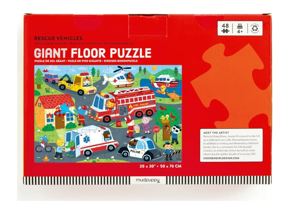 Mudpuppy Veľké podlahové puzzle Záchranné vozidlá 48 dielikov