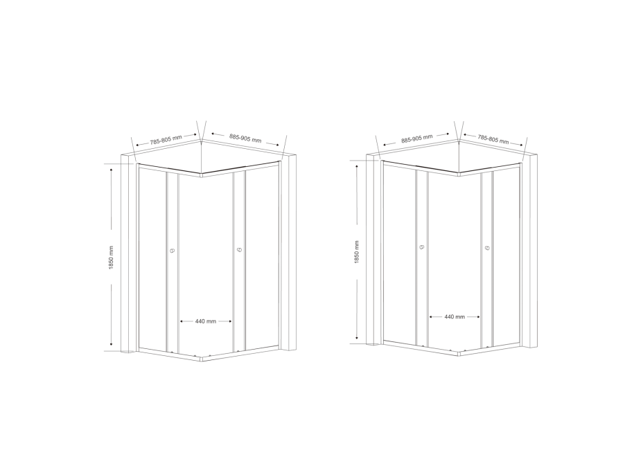 Aqualine AGGA obdĺžniková sprchová zástena 900x800mm, číre sklo HLF809Y