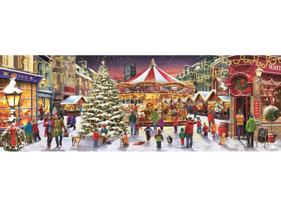 CLEMENTONI Panoramatické puzzle Vianočná kolekcia: Vianočná dedinka 1000 dielikov