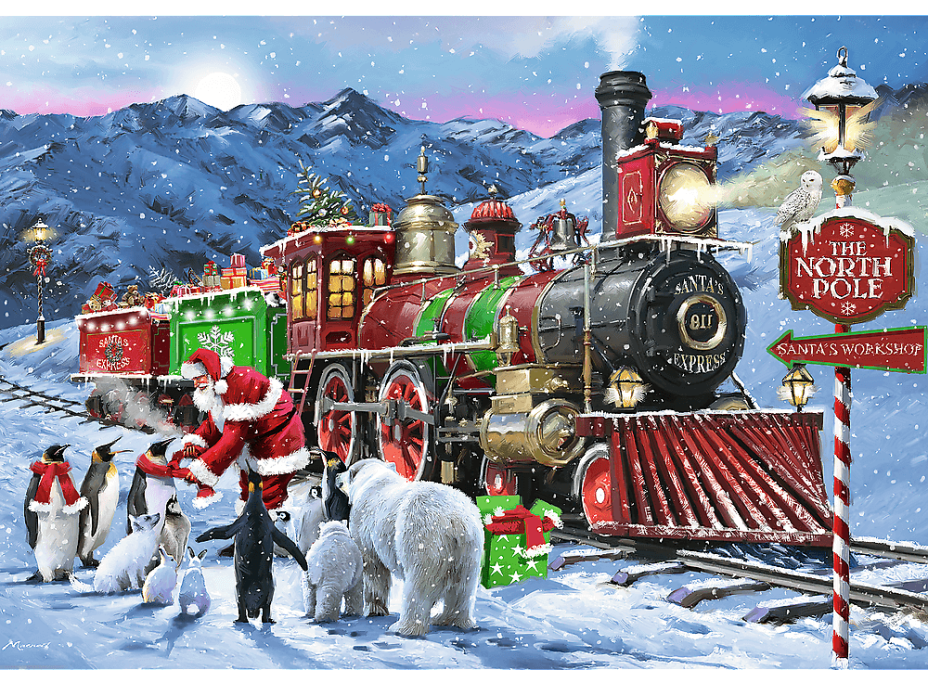 TREFL Puzzle Premium Plus Tea Time: Vianočný vlak 1000 dielikov