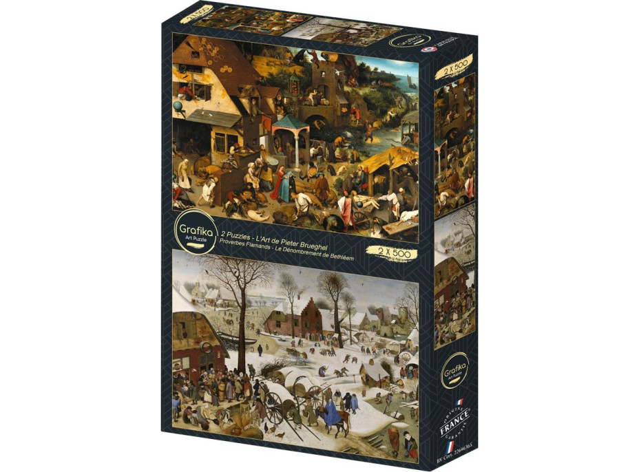 GRAFIKA Puzzle Flámske príslovia a Sčítanie ľudu v Betleheme 2x500 dielikov GRAFIKA Puzzle Flámske príslovia a Sčítanie ľudu v Betleheme 2x500 dielikov