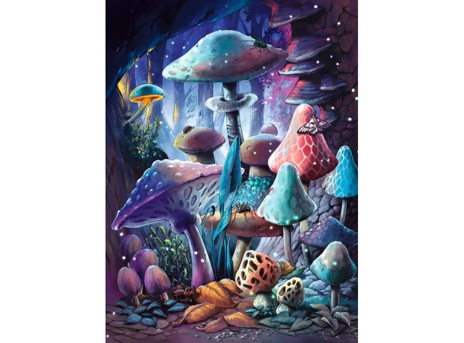 RAVENSBURGER Svietiace puzzle Magické huby 500 dielikov
