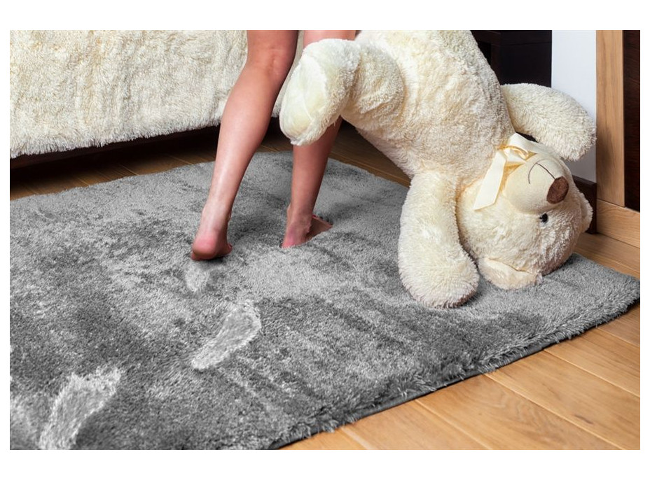 Detský plyšový koberec STRIEBORNÝ