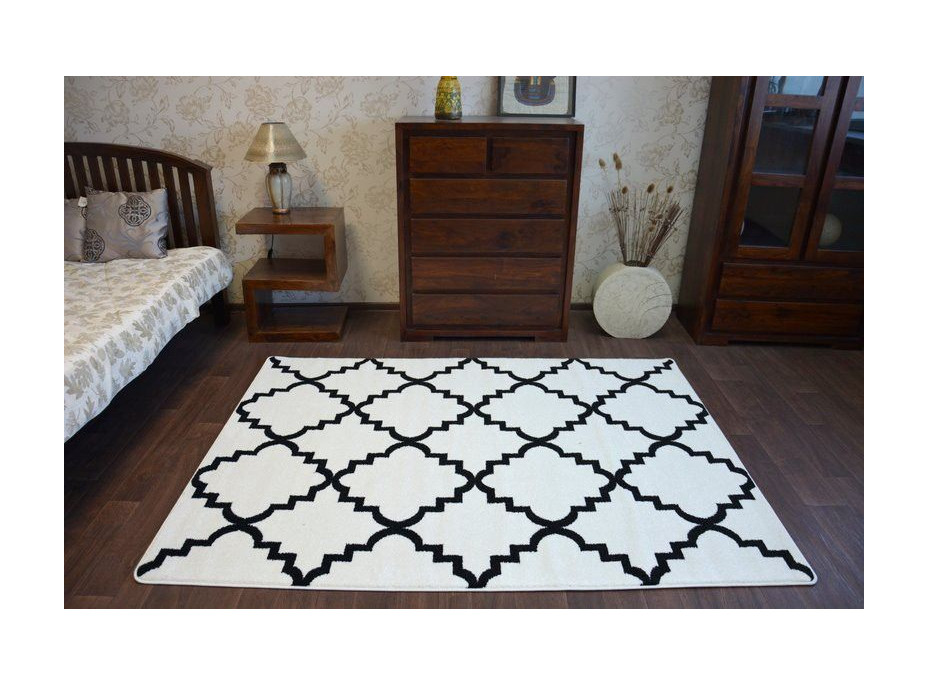 Moderný koberec bielo-čierny F343 - 180 x 270 cm