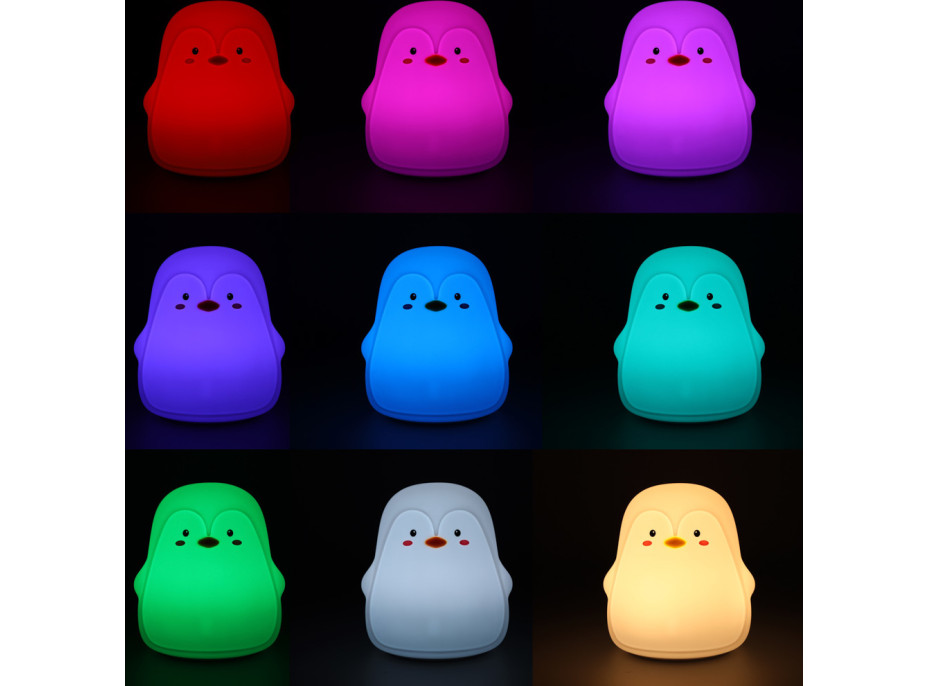Detské dotykové LED nočné svetlo RGB - Tučniak
