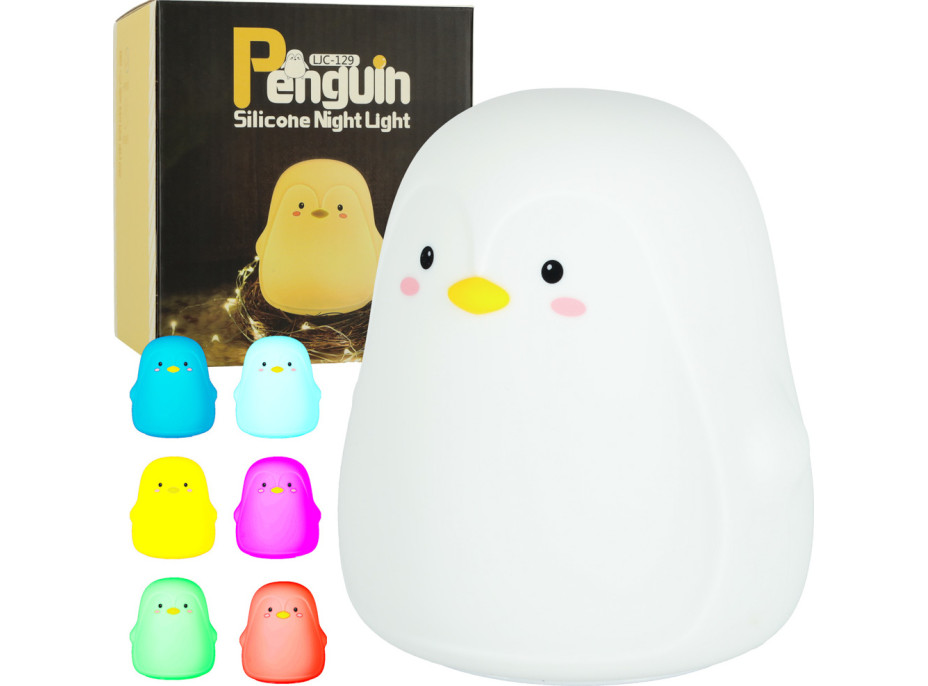 Detské dotykové LED nočné svetlo RGB - Tučniak
